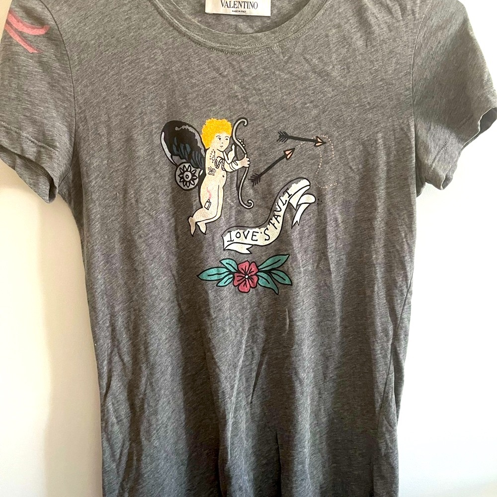 Valentino Gray Short Sleeve Cupid Tee